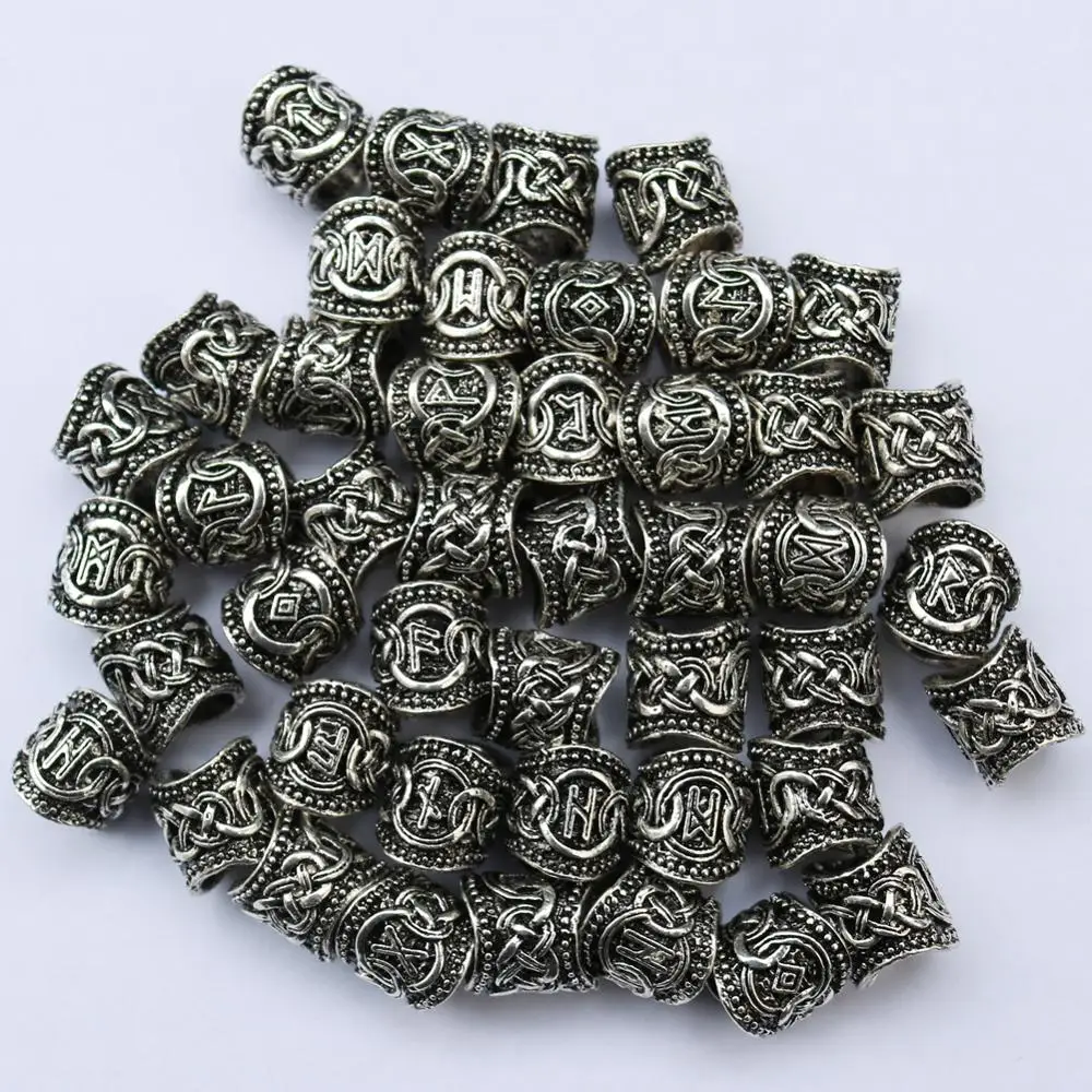 Nostalgia 24Pcs Wholesale Norse Viking Runes Charms Lot Pendant Jewelry Making For Necklace Bracelet Diy Hair Beard Accessories