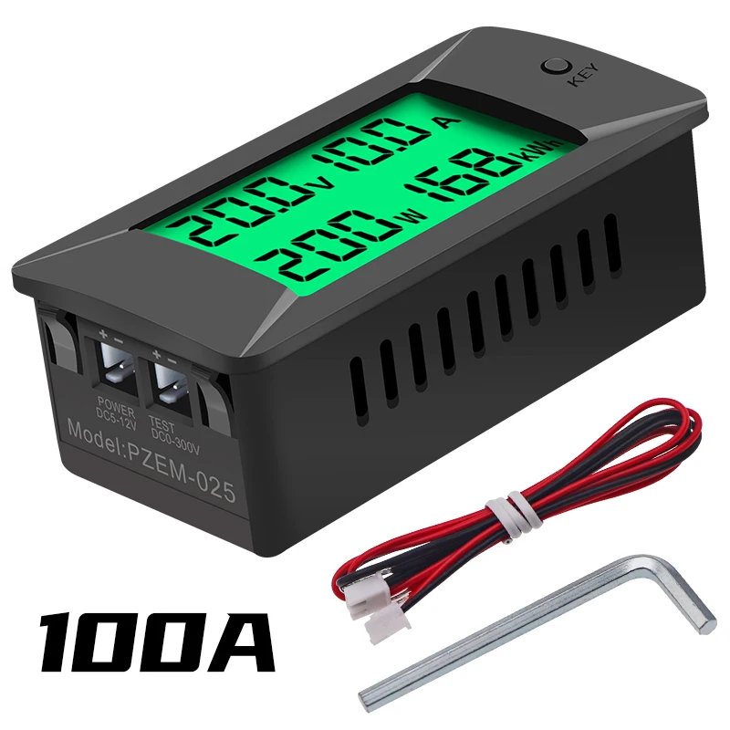 Peacefair Newest 100A Shunt Bulit-in DC Digital Battery Tester Two-way Ammeter Voltmeter Power Energy Watt Meter