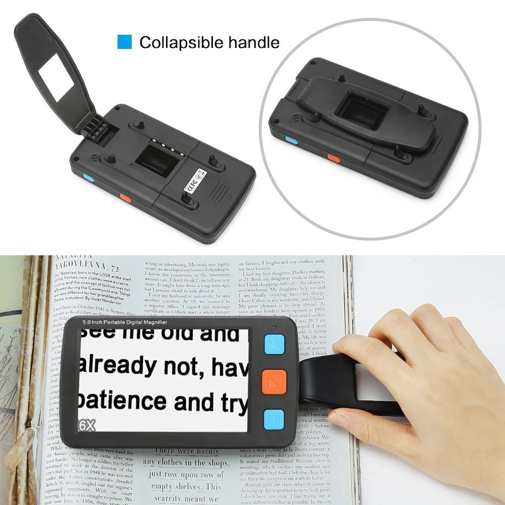 5.0 Inch HD Electronics Reading Magnifier, Portable Digital Magnifying 4X-32X 5 Modes Handheld Magnifi Vision Aid for Low Vision