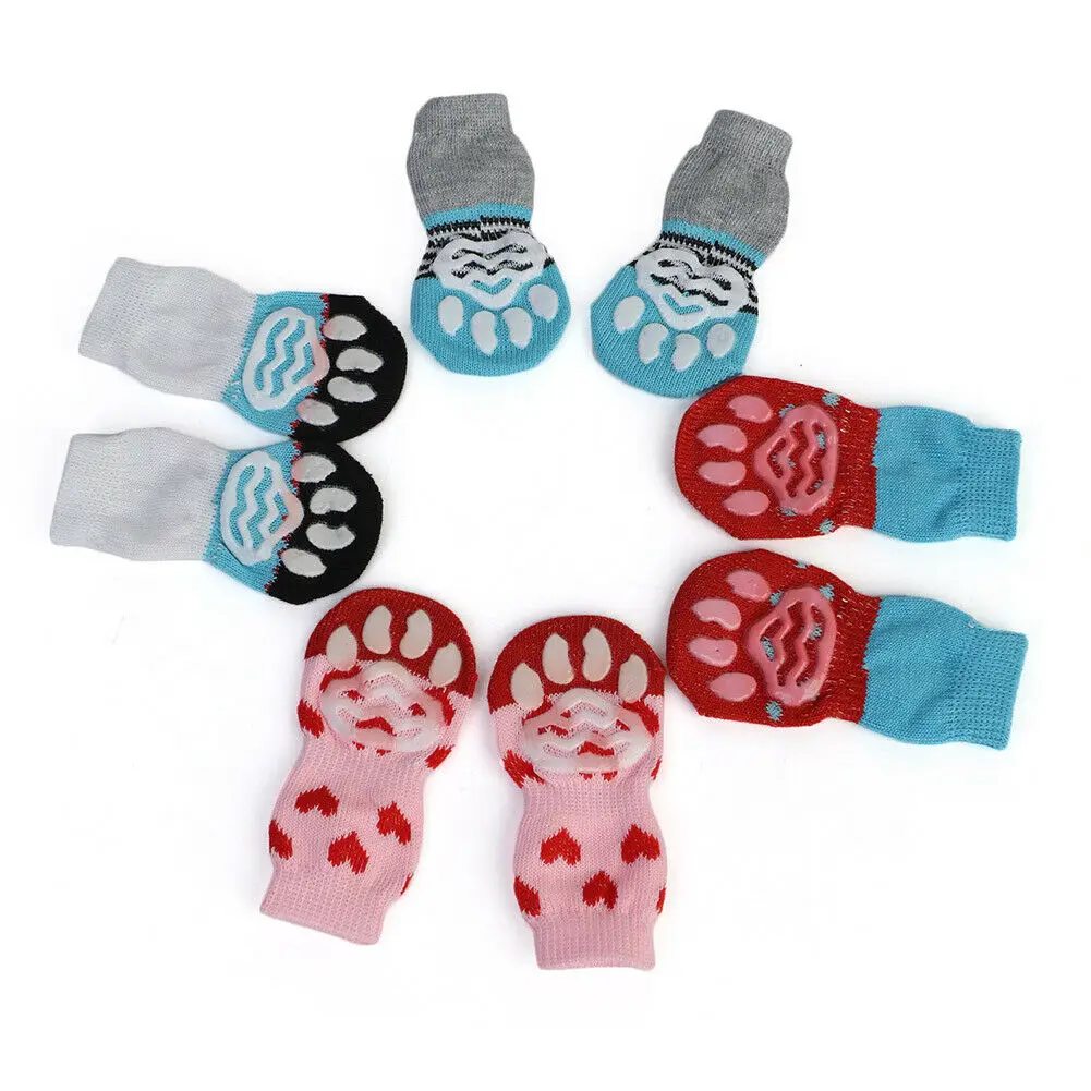 Non-Slip Dog Socks Cute Indoor Boots Socks Knitted Pet Puppy Shoes Paw Print for Small Medium Large Dogs Cat Dog Supplies