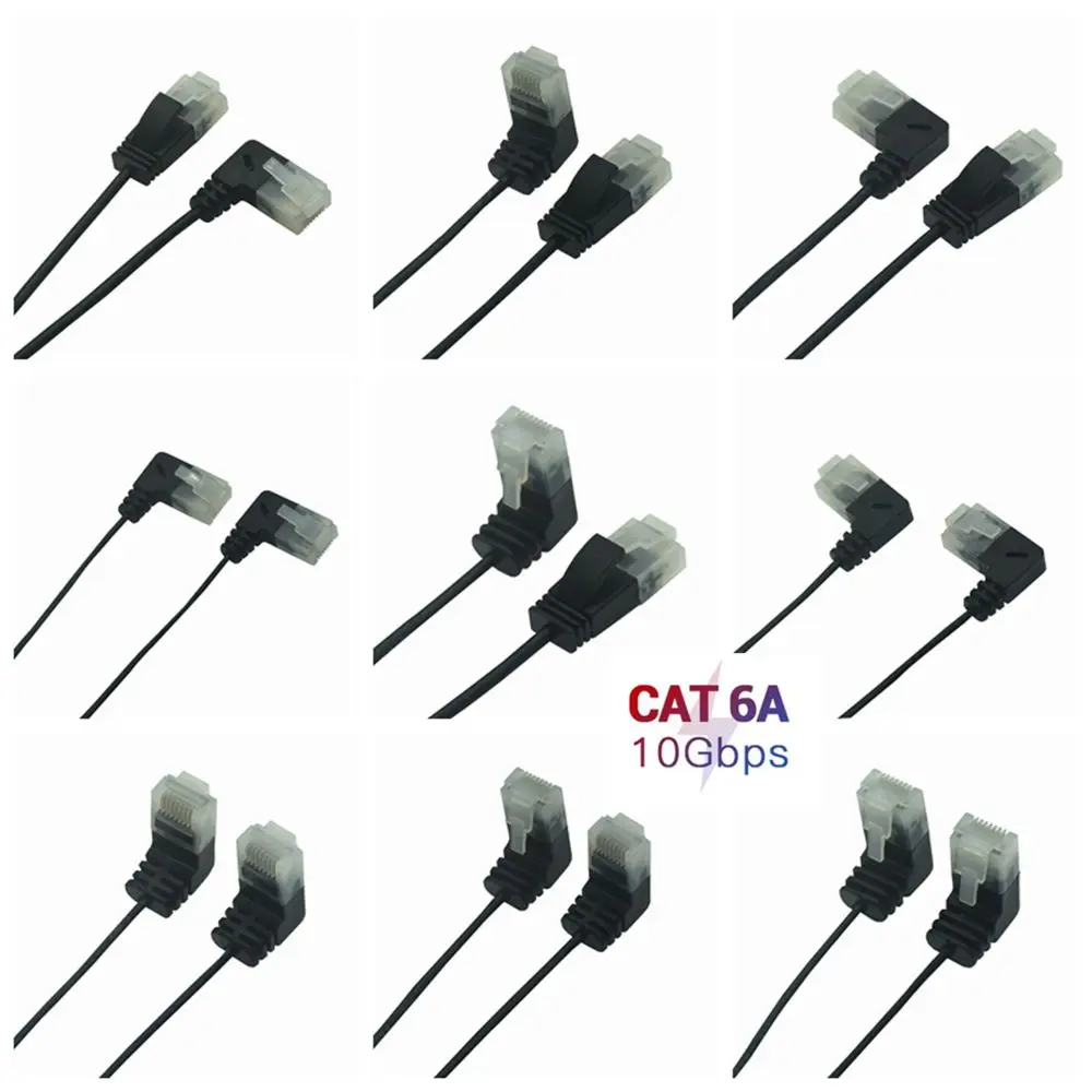 Superfine Ultra cienki kabel Ethernet Cat6 RJ45 prawy lewy w górę w dół 90 stopni kąt UTP przewód sieciowy Cat6a Lan krótki kabel