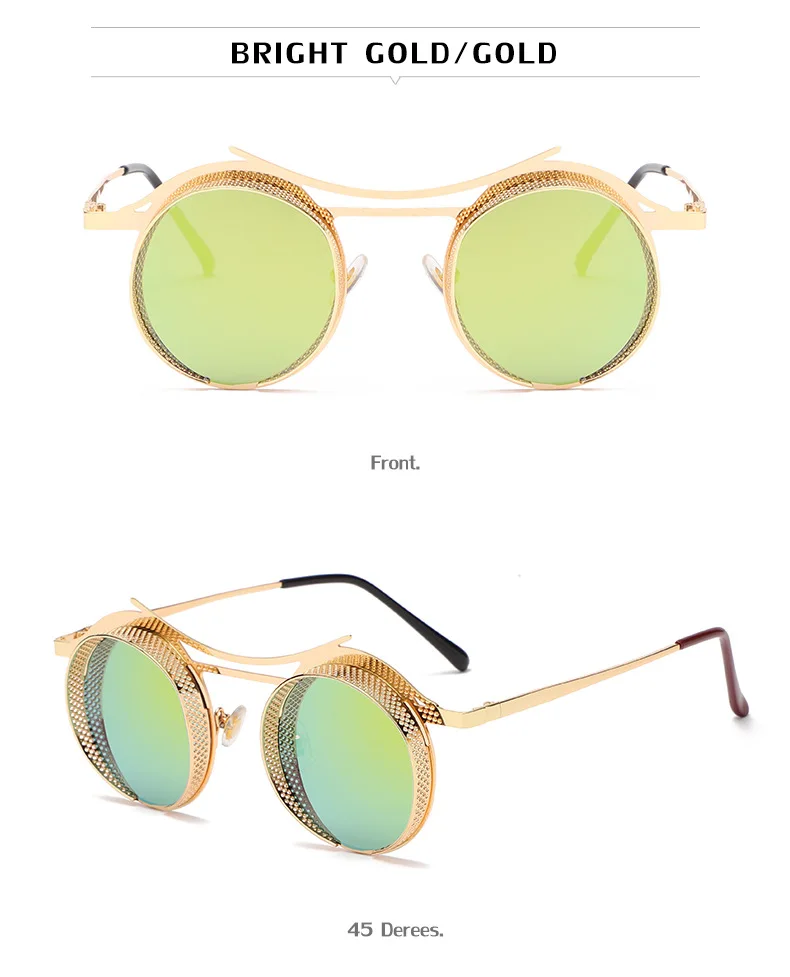 Steampunk Sonnenbrille Männer Mode Runde Punk Gläser Frauen Vintage Luxus Retro Vasos Decorativos Gafas De Sol Zonnebril Heren – Detail 19