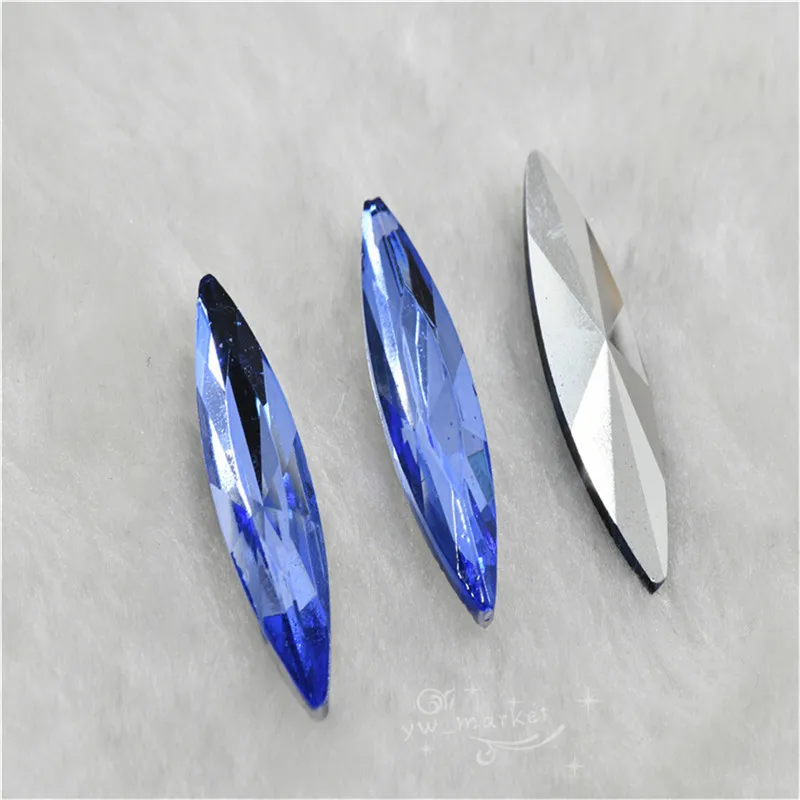Navette Glass Crystal Pointback Color Rhinestone Strass Stones Clothing Crafts Jewelry Making 10mmX35mm 10mmx48mm 30pcs