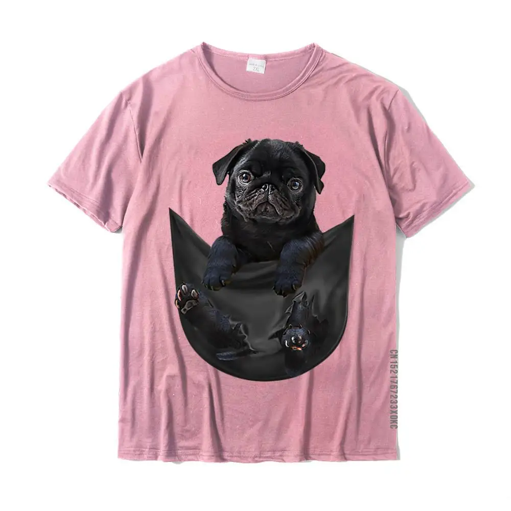 Funny Black Pug In Pocket T-Shirt 3D Printed Cotton Mens Tops Shirt Design Cheap T Shirts