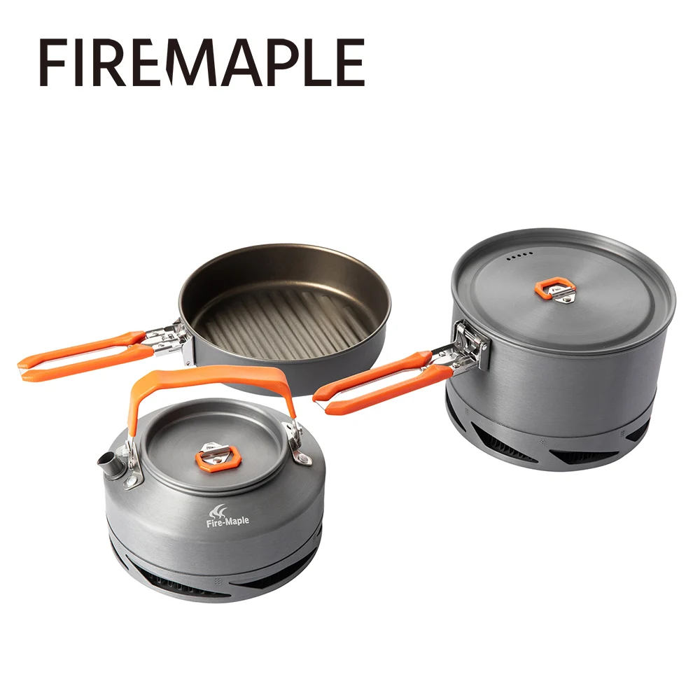 Fire-Maple Feuer Maple Camping Kochgeschirr Set Wandern FEST Wärme-tauscher Aluminium Topf Im Freien Faltbare Töpfe Reise Tourismus Geschirr Gerichte 3