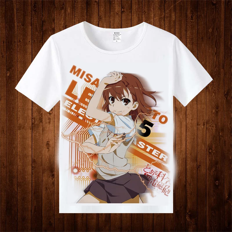 A Certain Scientific Railgun Cosplay T Shirt Japanese Anime Cartoon Misaka Mikoto Printed Summer T-Shirt Short Sleeves Top Tee