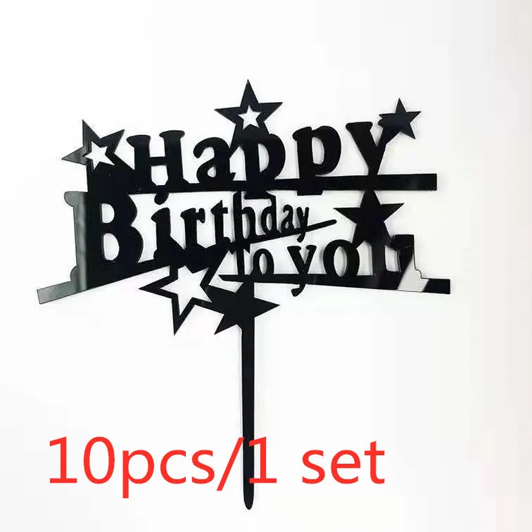 10 Stück/Set Love Happy Birthday Tortendekoration Gold Acryl Kinder Geburtstag Tortenaufsatz für Hochzeit Party Kuchen Dekorationen Babyparty – Detail 14