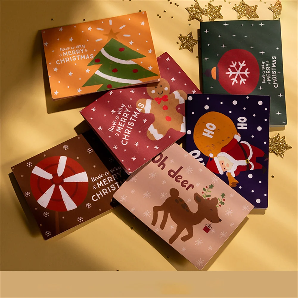 6Pcs คริสต์มาสปีของขวัญซองน่ารัก8.5X11.5ซม.Merry Christmas Cards พับ Xmas Blessing Card