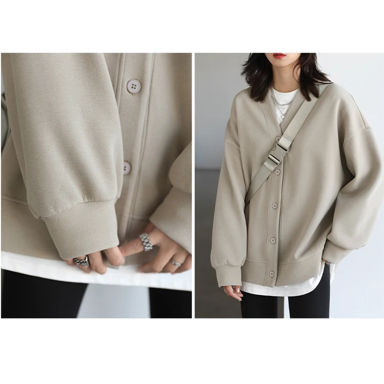CHIC VEN Korean Women's Sweatshirts Solid Plush Thick Warm Loose Casual Female Tops Office Lady Coats Jacket Autumn Winter 2026