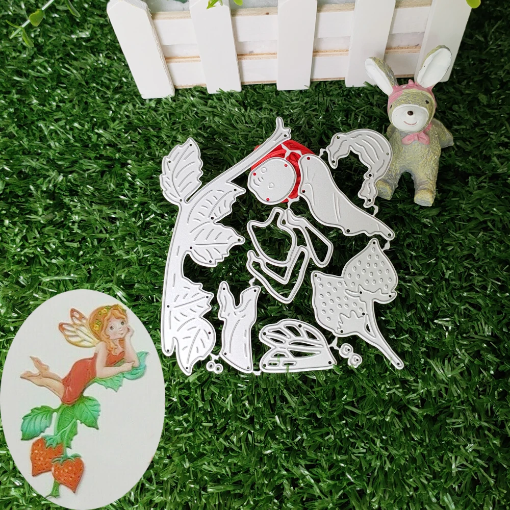 Lovely dragonfly strawberry girl mold metal cutting mold DIY clipboard photo album paper card making decorative-4683