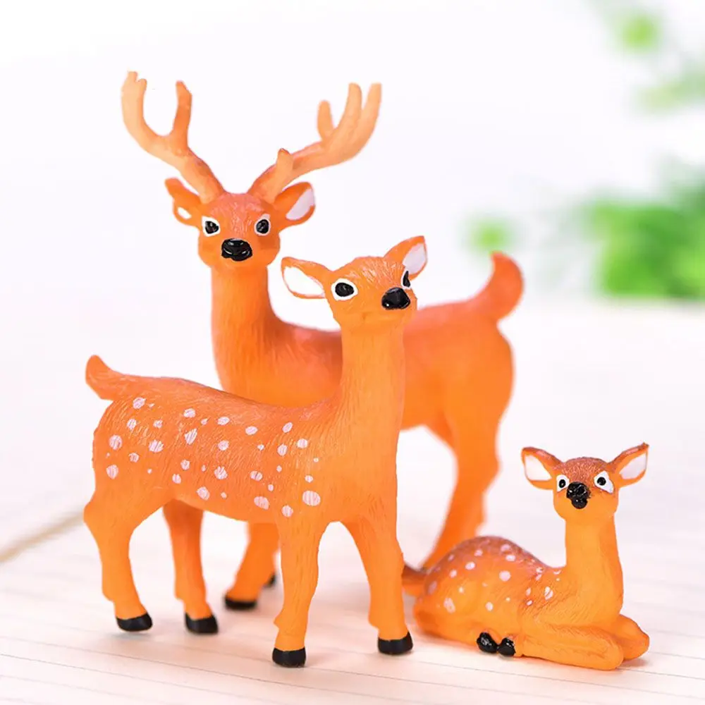 Resin Cute Artificial Creative Miniatures Home Decoration Individuality Figurines Sika Deer Forest Deer Elk