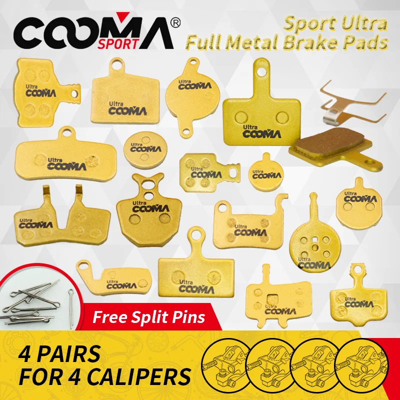 4 Pairs 8 Pcs Fiets Fietsen Schijfremblokken Voor Shimano Sram Avid Hayes Magura Formule En Scooter, goud