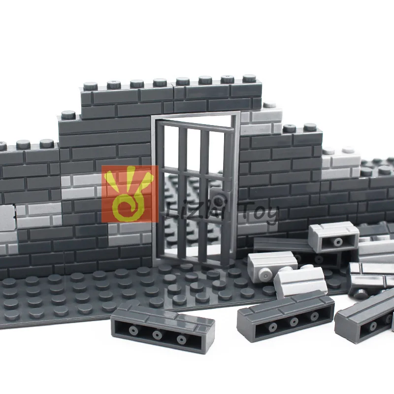 MOC Brick Compatible 60621 Door 1x4x6 Prison Gate with Barred Grille Enlighten Building Blocks Educational Toys Assembles