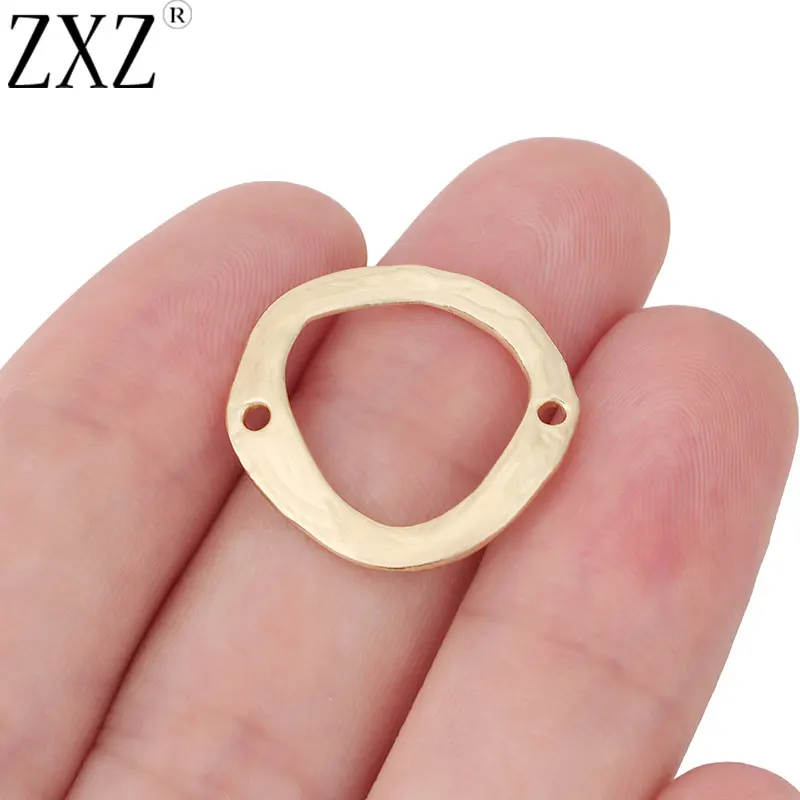 ZXZ 10pcs Gold Tone Geometric Hollow Open Round Circle Connector Charms for Earrings Jewelry Making