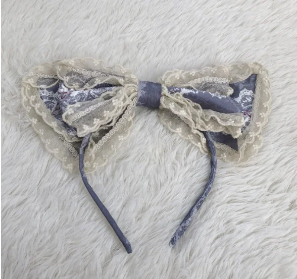 Kawaii dziewczyna gothic lolita KC loli cos bowknot pasmo włosów cos lol japońska księżniczka słodka lolita nakrycia głowy pałac koronkowa opaska do włosów