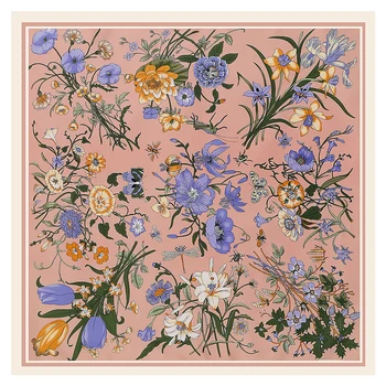 130cm יוקרה מותג אריג משי צעיף נשים בנדנה כיכר צעיף עיצוב פר...