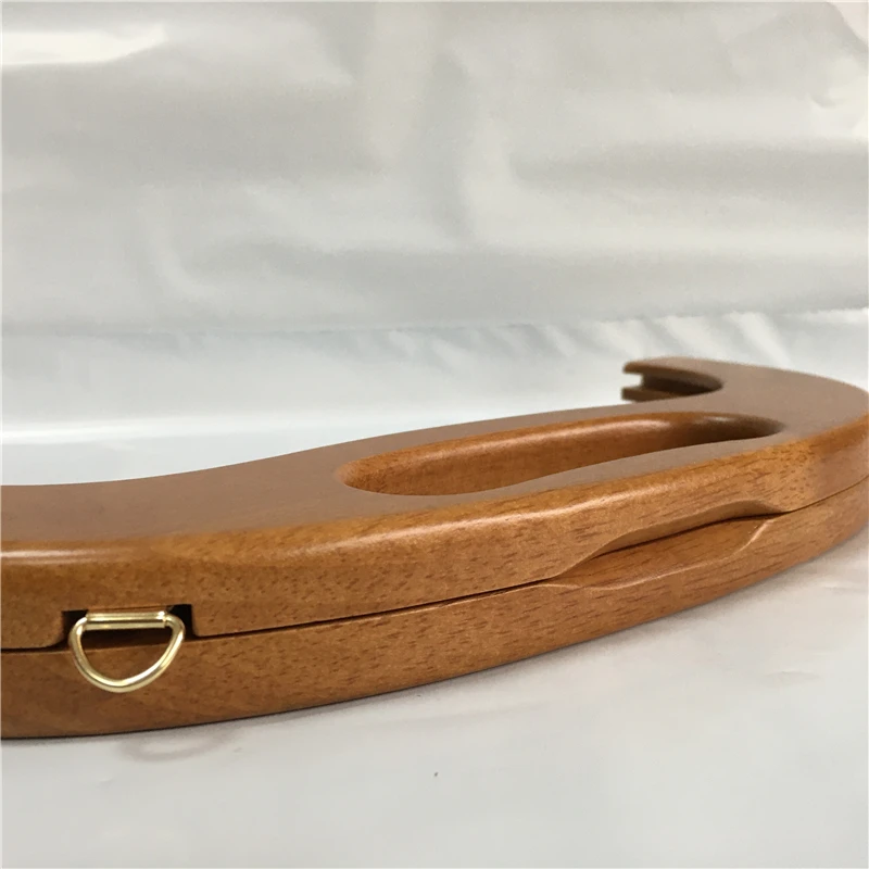 1pcs Solid Wood Purse with Clasp Wooden Bag Accessories for DIY Women Craft Purse Handle Bag Frame Handmad Parts Brown