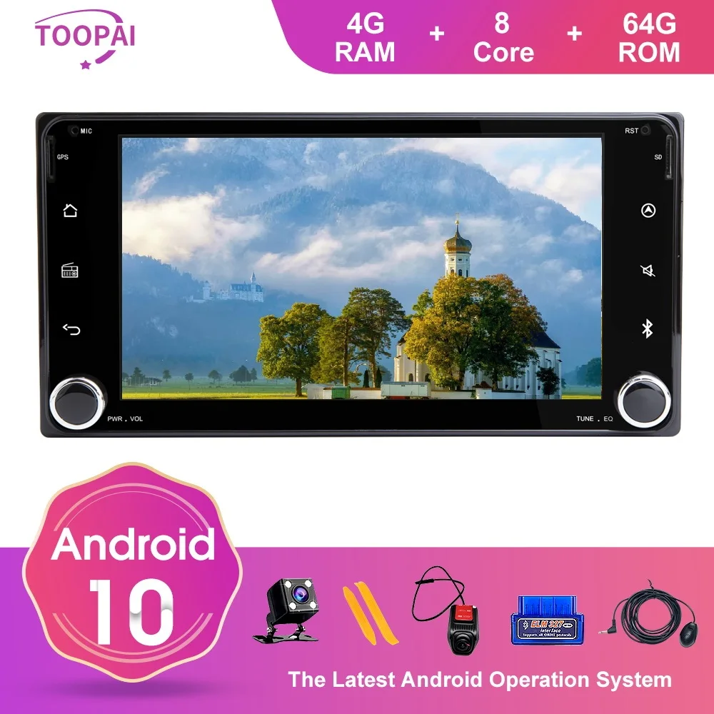 TOOPAI Android 10 для Toyota Universal RAV4 COROLLA CAMRY 2008-2015 Авто Радио Стерео GPS навигация автомобильный мультимедийный плеер SWC
