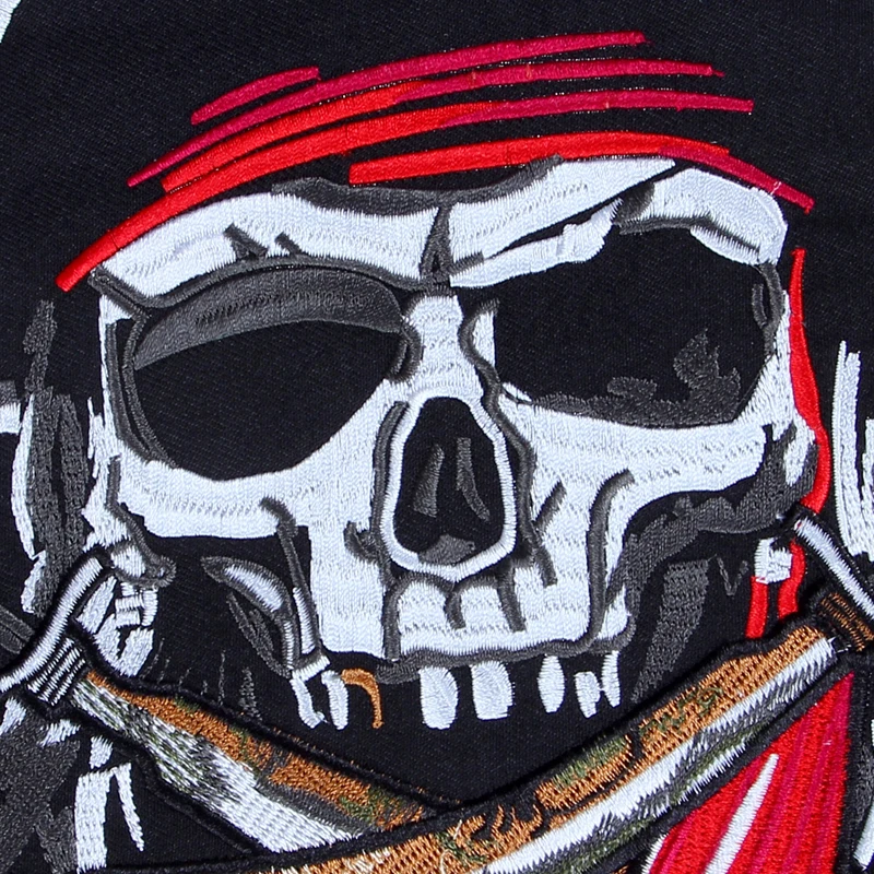 9.6 inches skull pirate duoble Broadsword large Embroidery Patches for Jacket Back Vest Motorcycle Biker 24.5*22.5cm For sewing