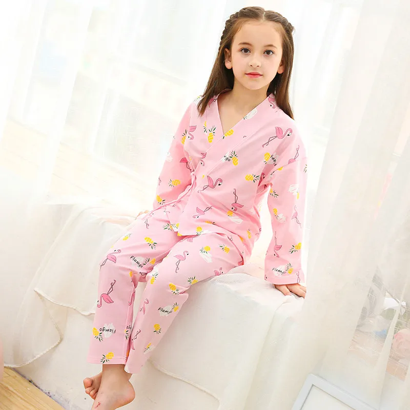 

H5683 Girls Pajamas Spring Autumn Thin Cotton Long Sleeve Sleepwear Homewear Suit Teenager Cartoon Comfortable Sweet Nightwear