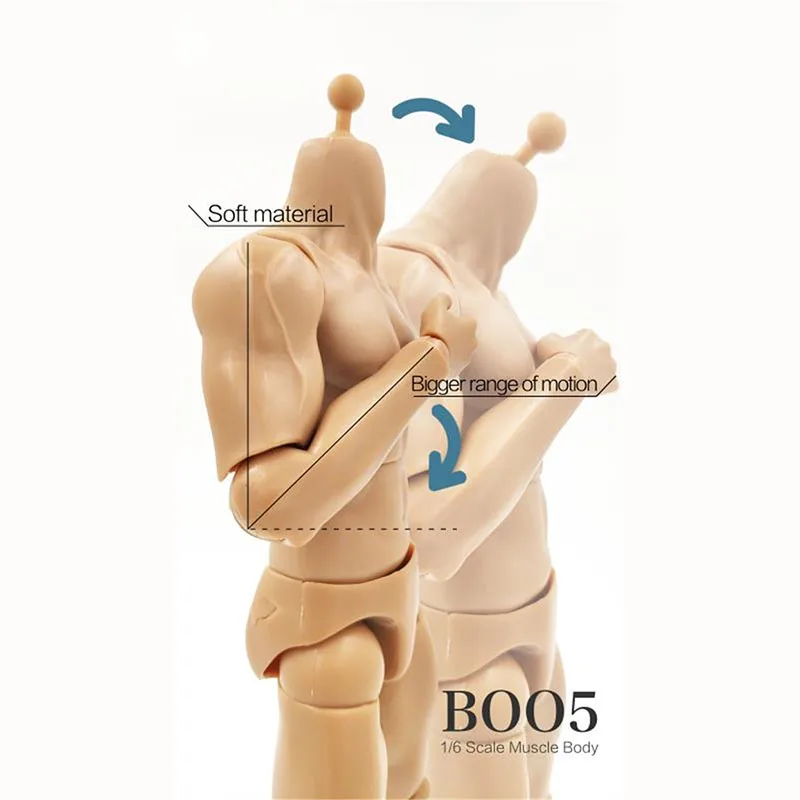 B005 1/6  Muscle body Male Narrow Shoulder Caucasian Man Body Accessory Model for 12'' Action Figure