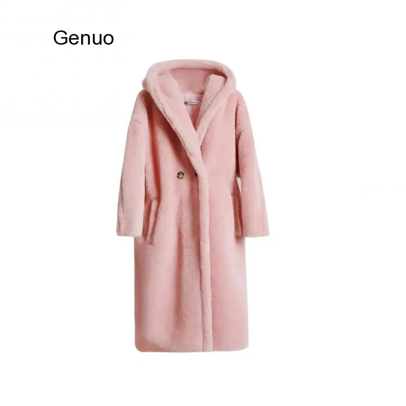 Women Thick Long Jackets 2020 Winter Warm Female Lambswool Coats Turn Down Collar Single Button Loose Solid Outwear Feminina