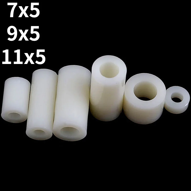 M7 M9 M11 Plastic Round Hole Insulation Column ABS Nylon Hollow Isolation Column White Through Nylon Sleeve