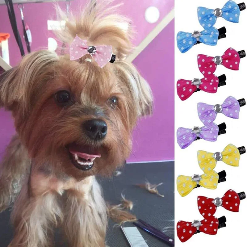 3pcs Dog Hair Bows Hair Clips Mini Bow Pet Dog Cat Hairpin Pet Grooming Hair Accessories (Random Color)