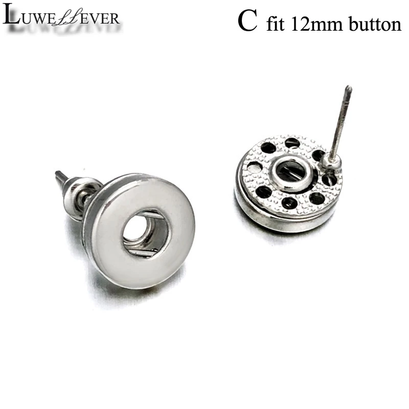 Luwellever 027 Interchangeable Stud Earring Fit 12mm 18mm Snap Button Pearl Earring Charm Jewelry For Women Girl Gift