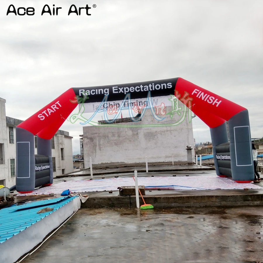 Giant Inflatable Racing Arch, Start Line, Finish Line Arch with 4 Legs for Sport Game, Made by Ace Air Art, 10x5m