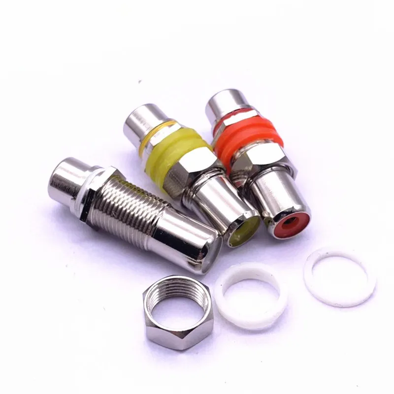 نوعية جيدة فيديو RCA أنثى إلى RCA شاحن أنثي الصوت النحاس النيكل مطلي موصل قابس ل HiFi AV مكبر صوت المقابس