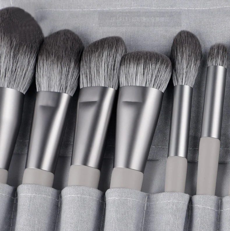 12pcs/set Grey Makeup brushes Powder Blush Foundation Highlighter Eyeshadow Make up Brush kit Smudge Crease eyebrow brush