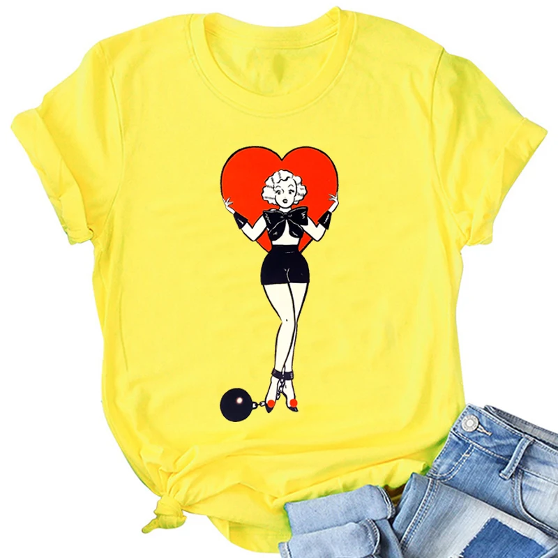 Prisoner of Love Graphic T Shirts Cotton Vintage Lady Party T-shirt Retro Women Clothes Short Sleeve Tops Aesthetic Clothing