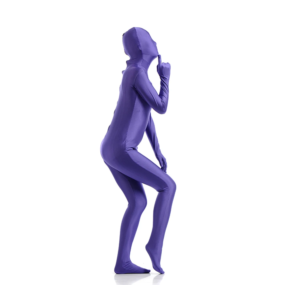 Zentai – Costumes personnalisés pour adultes, combinaison complète pour la peau, Catsuit d'halloween, avec fermeture éclair à l'entrejambe, yeux et bouche ouverts