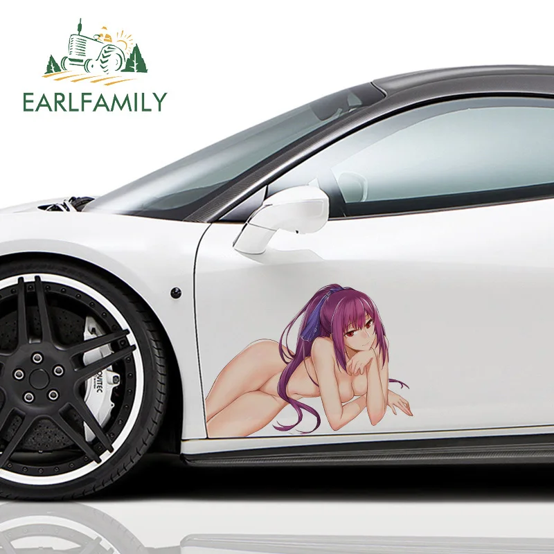 EARLFAMILY 43cm x 30.7cm For Sexy Anime Girl Car Stickers Campervan Decal Motorcycle Auto Air Conditioner RV JDM Decoration