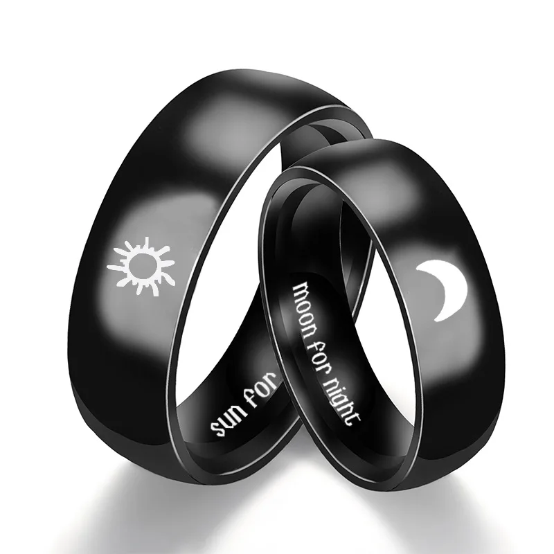 AsJerlya-anillos de acero inoxidable para pareja, anillo de Sol para la luna de la mañana para la noche para mujeres y hombres, anillo para parejas, accesorios de joyería