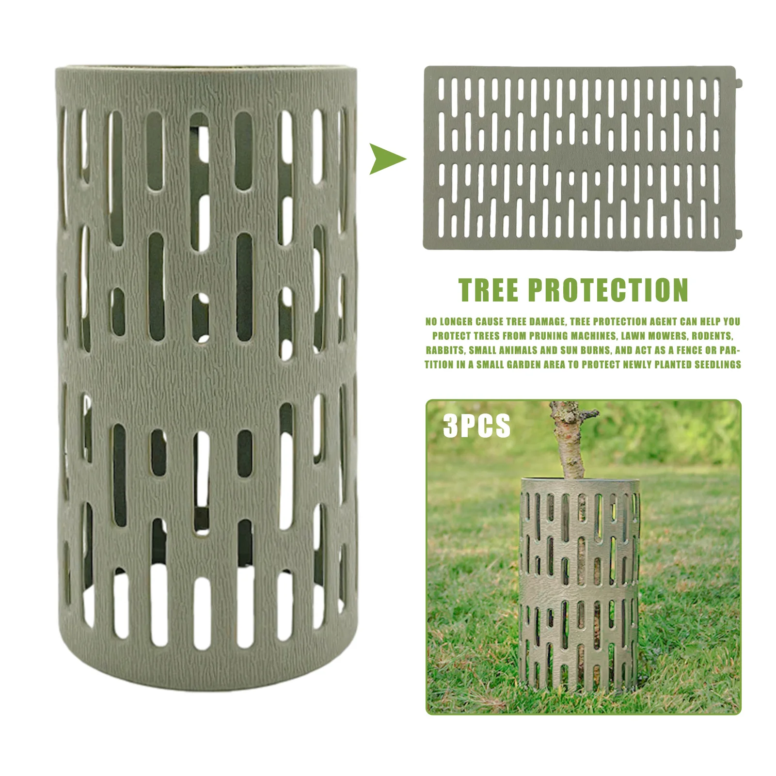 Plant protection cover Prevent mowing machine lawn mower rodent sun damaging bark 3PC Plant Tree Trunk Protector hollow