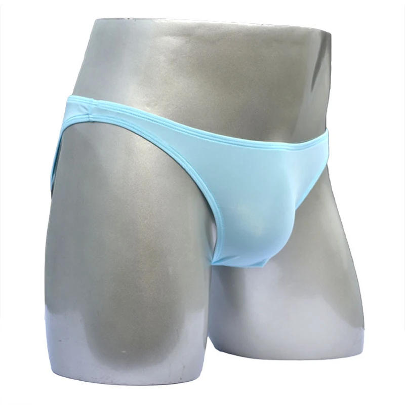 Calzoncillos sexys de seda de hielo para hombre, bragas cortas de cintura baja, ropa interior translúcida, ZJH011