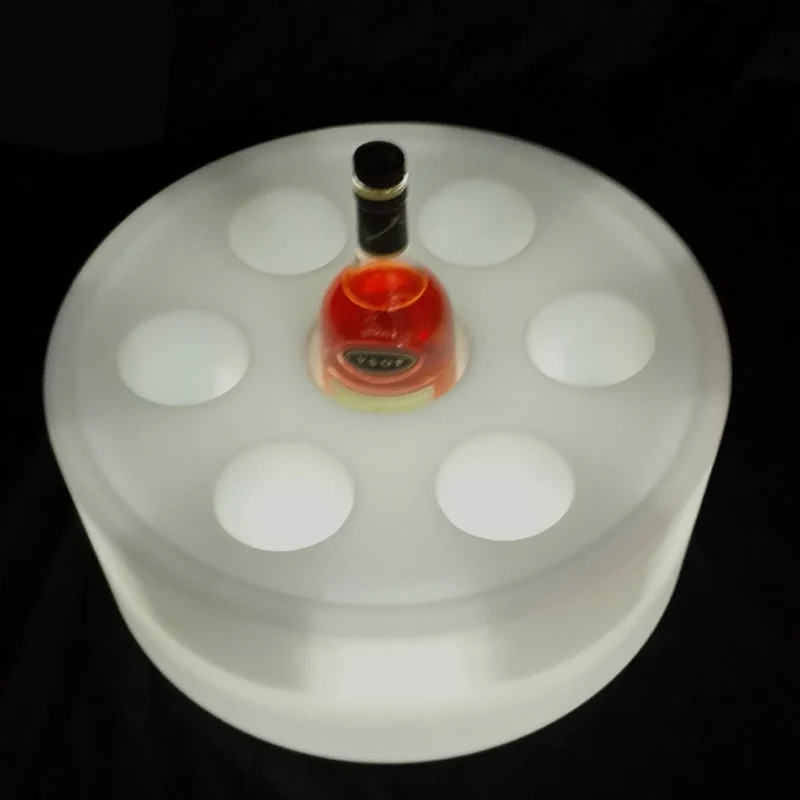 D42*H18cm, RGB 16 Color Changing, LED Round Ice Buckets, Glowing Pots, With 24 Key Remote Control, For Wedding Party, 1PC