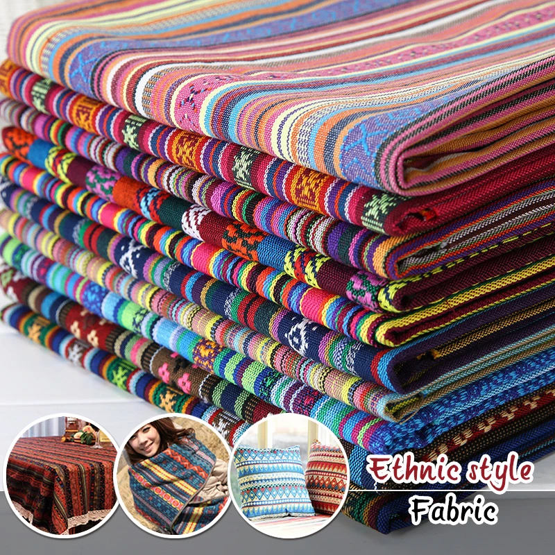 

150*100cm Ethnic Bohemian Cotton Linen Fabric Textile Diy Material for Patchwork Tablecloths/Sofa/Curtain/Craft/Clothes Handmade