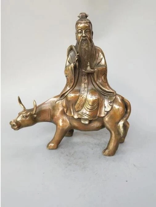 

Медная статуя, китайская статуя из чистой латуни, основатель Taoism, Лао Цзе для езды на корове