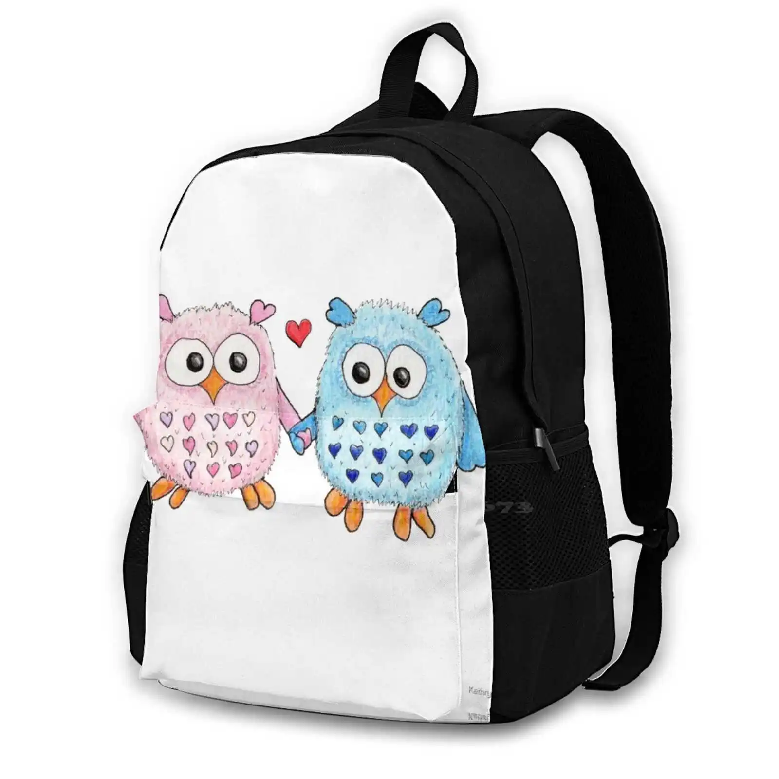 Owl Really Love You! Rucksack Knapsack Storage Bag Backpack Owl Heart Love Valentine Valentines Day Cute Pink Blue Baby