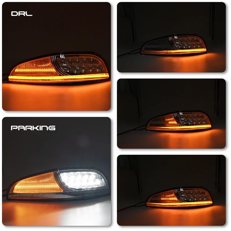Front Bumper 3-in-1 DRL/Dynamic Turn Signal/Parking LED Fender Corner Side Marker Lights For Chevrolet Corvette C5 1997-2004