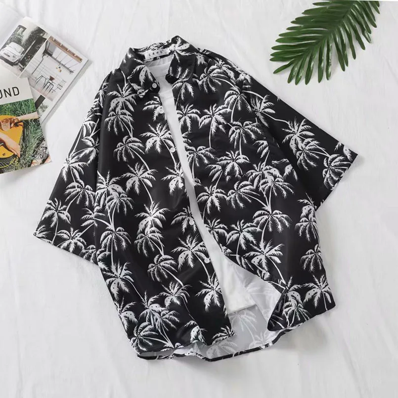 Hawaii Beach Shirt Men Quick Dry Summer Short Sleeve Male Print Casual Shirts Floral Loose Korean Clothing 2023 Vintage