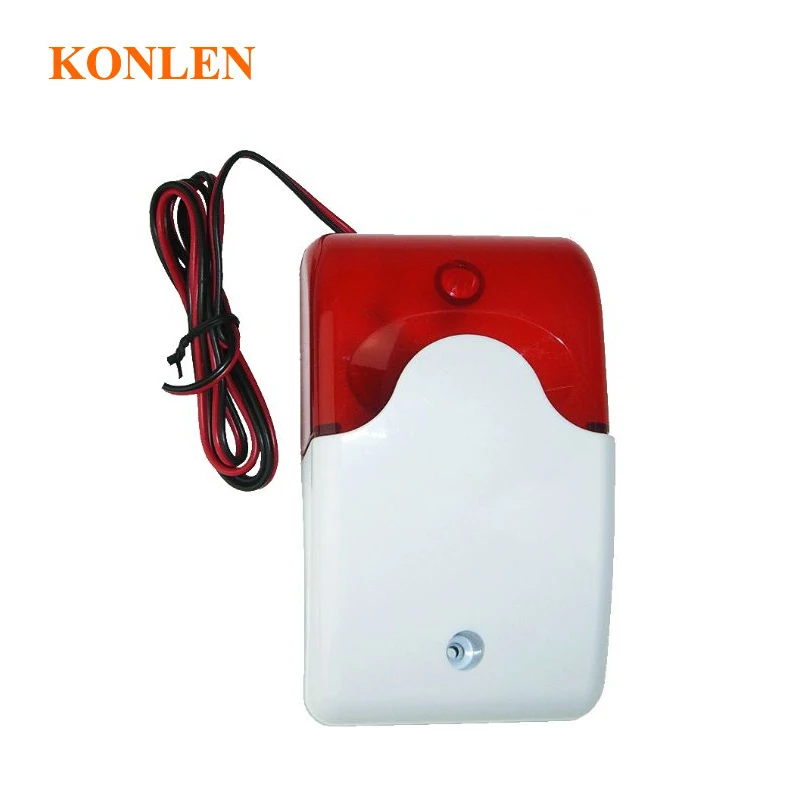 KONLEN Strobe Siren Wired DC5V to DC15V 12V Sound Flash Light Alarm Horn Burglar Anti Thief for Home House Security System