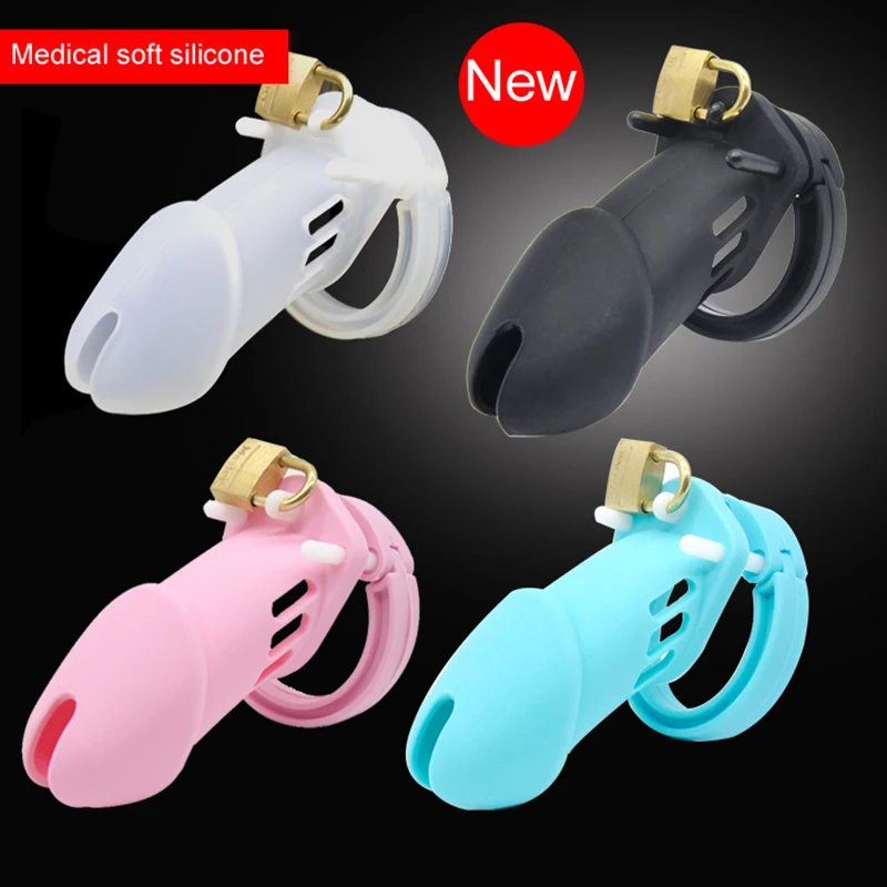 Soft Silicone Male Chastity Device Penis Ring Chastity Cage Penis Lock Cock Cage Masturbator Adult Products Prevent for Men Sex