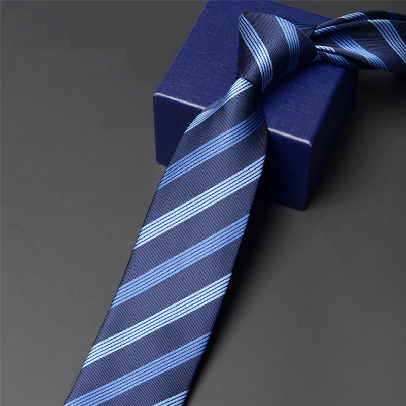 Brand New Men\'s Business Tie 7CM Wide Stroped Neck Tie For Men Fashion Formal Neckties Business Work Dress Shirt Ties Gift Box