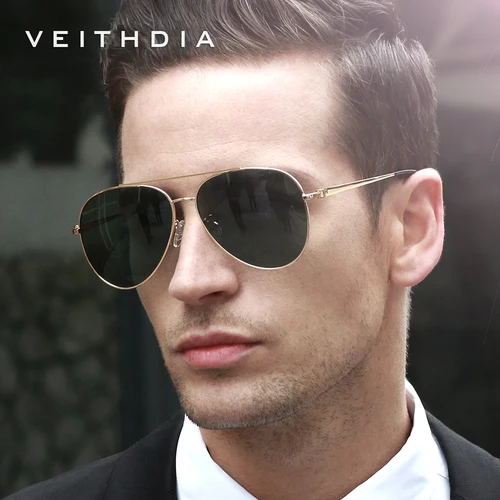 Imagen 2 del producto VEITHDIA-gafas de sol de marca para hombre y mujer, lentes de sol clásicas a la moda, espejo UV400 polarizado, accesorios para exteriores, 8259