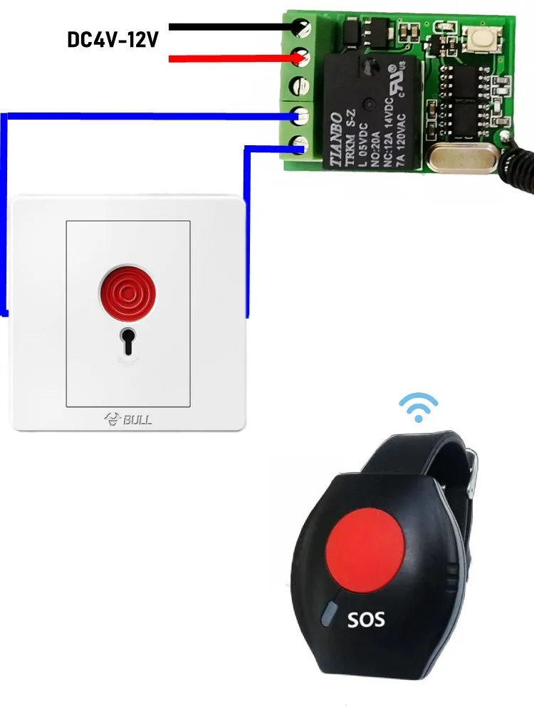 emergency button remote control switch 5V 6V 9V 12V Remote Control Push Button RF Wireless Switch 315 433 Smart Home Alarm