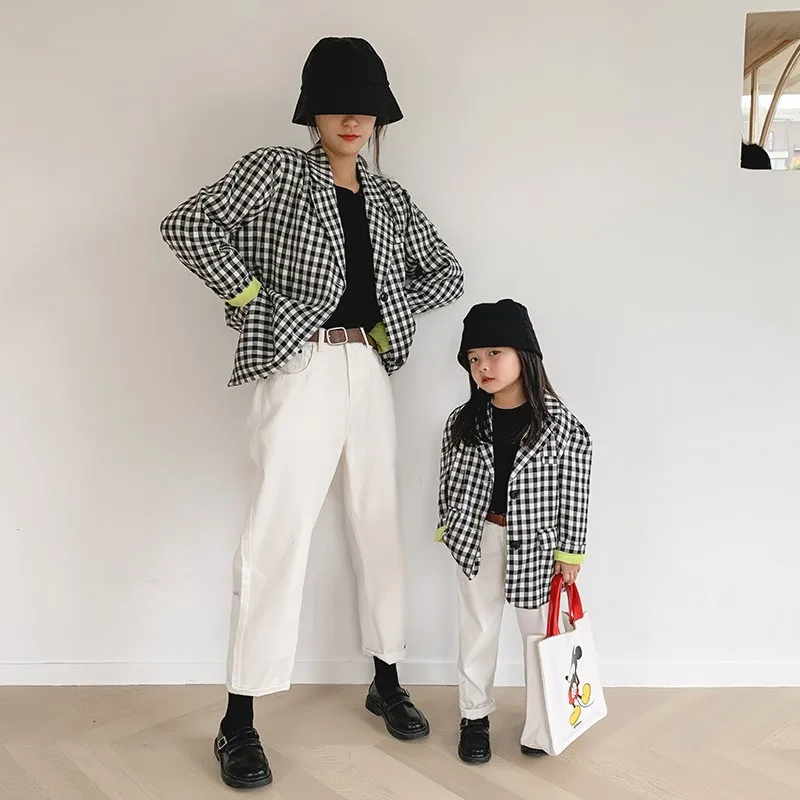 

2022 New Parent-child Wear, Mother And Women's Clothing, Girls' Autumn Children's Wear, Korean Style Fashionable Casual Suit Jac